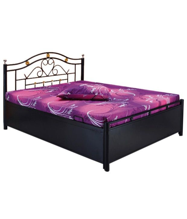 Metal Queen Size Bed With Storage, Iron Bed With Storage