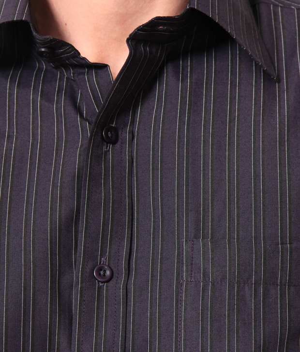 mens black and purple striped shirt