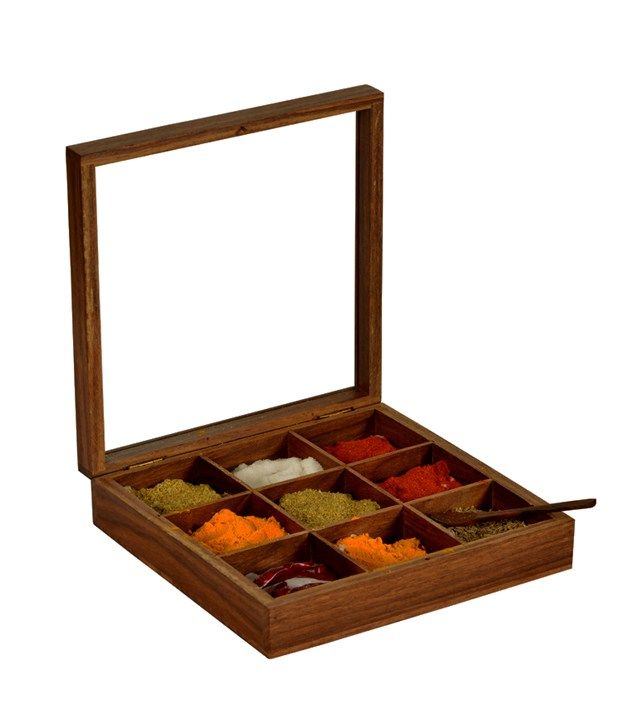 ExclusiveLane Spice Box With Spoon In Sheesham Wood Wooden Spice
