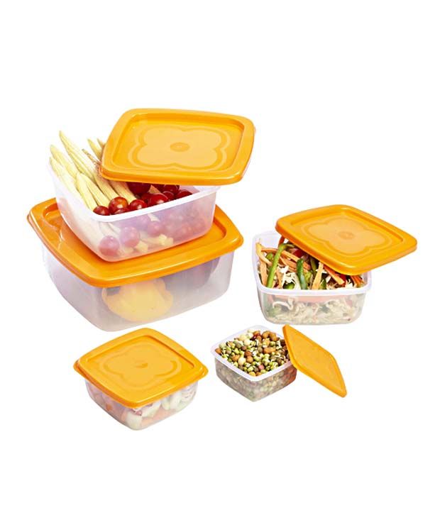 Priya Orange Food Storage Container Set - 5 Pcs: Buy Online at Best ...