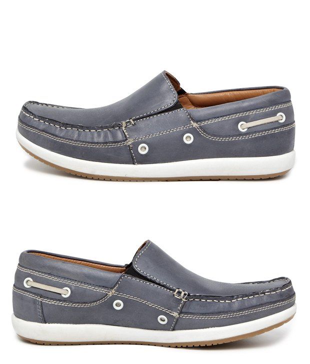 ladies blue leather loafers