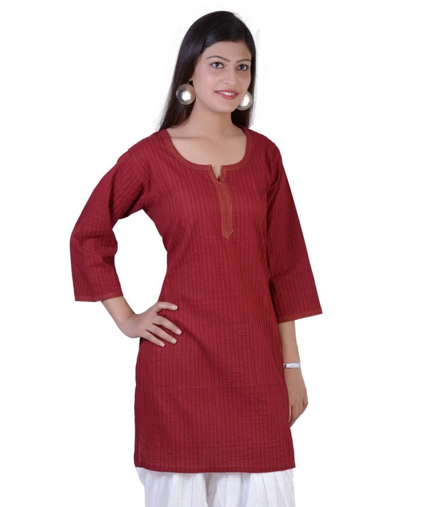 JKK Women Cotton Pintex Maroon Color Kurti Kurta Top Kameez Kurtis ...