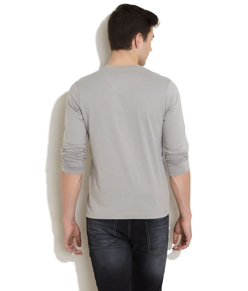 Freecultr Henley With Full Sleeves Roll Up Tab Grey TShirt Buy