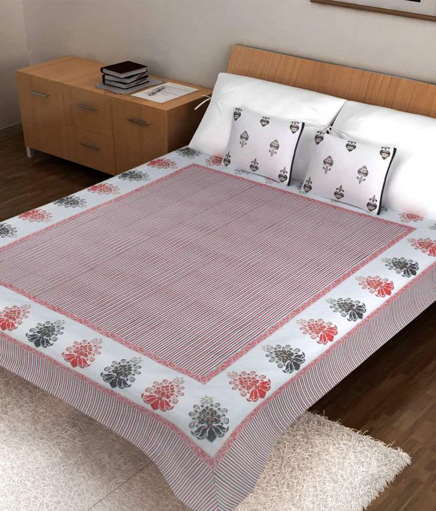 Ratan Jaipur Red Traditional Cotton Bed Cover with two Cushion Covers Buy Ratan Jaipur Red