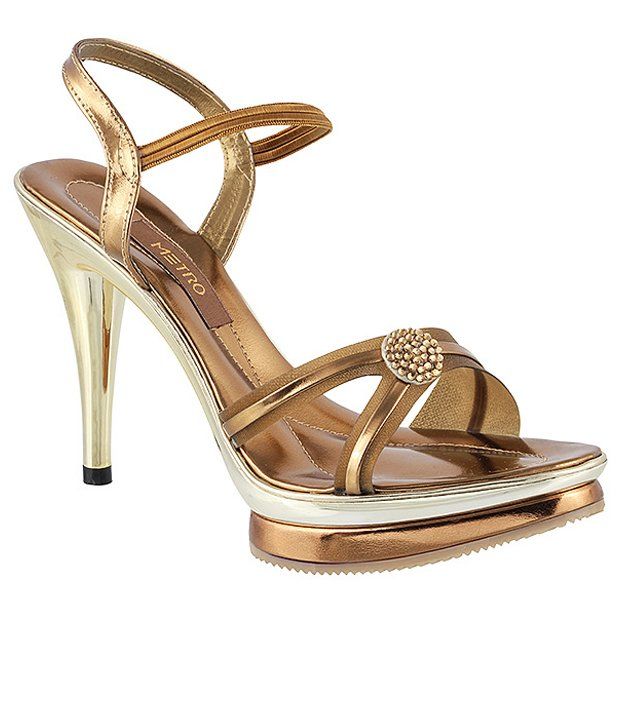 Metro Striking Golden Heeled Sandals 