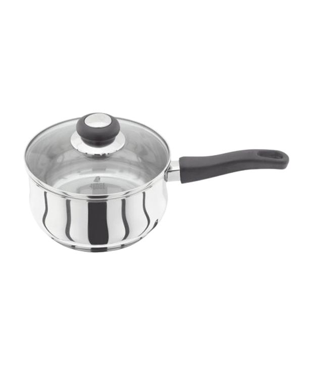 Judge Silver and Black Saucepan Stainless Steel, Lid Glass, Handle