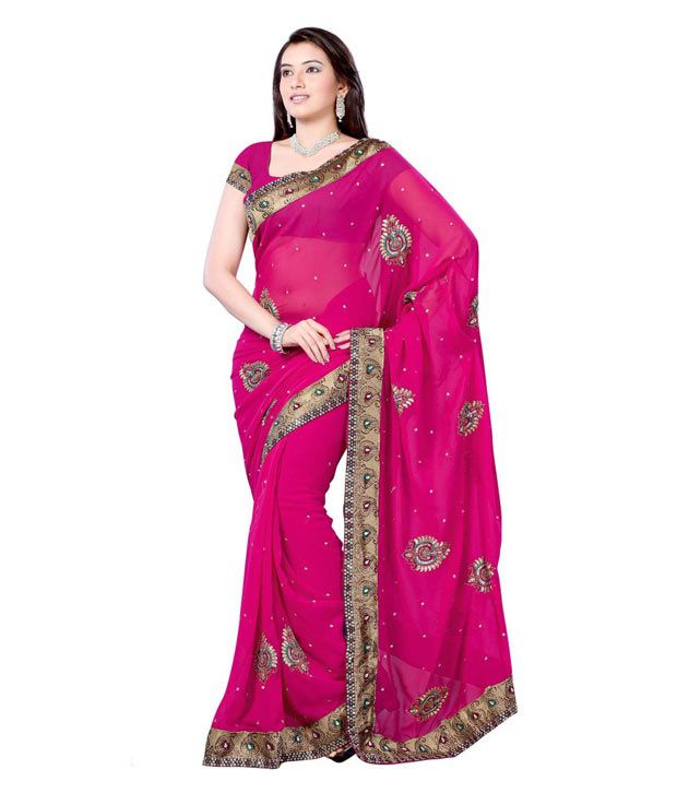 Divaa Trendy Dark Pink Designer Saree - Buy Divaa Trendy Dark Pink ...
