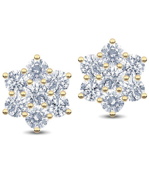 Caratlane Snowflake 7 Stone 18 Kt Certified Real Diamond Caratlane Snowflake 7 Stone 18 Kt Certified Real Diamond Hallmarked Gold Earring