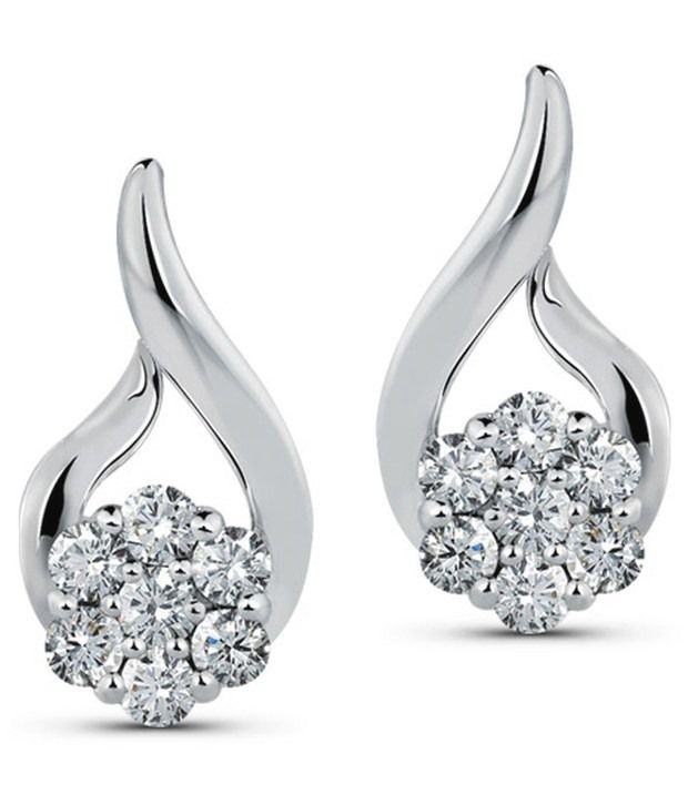 Caratlane Threaded Flower 18 Kt Certified, Real Diamond & Hallmarked Gold Earring Buy Caratlane