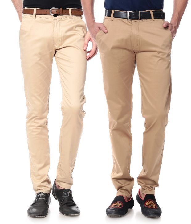 Leana Pack Of 2 Cream-Khaki Chinos - Buy Leana Pack Of 2 Cream-Khaki ...