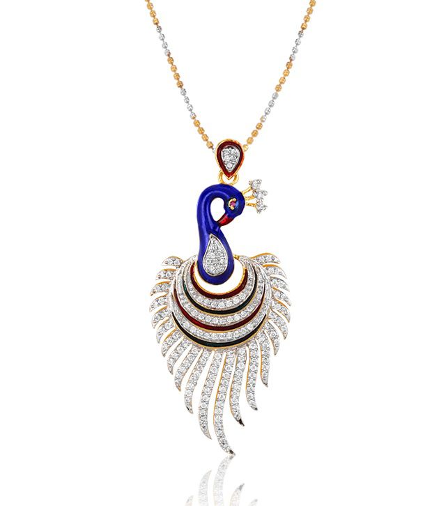 Jewels Galaxy Meenakari Work Mayur American Diamond Pendant Set: Buy ...