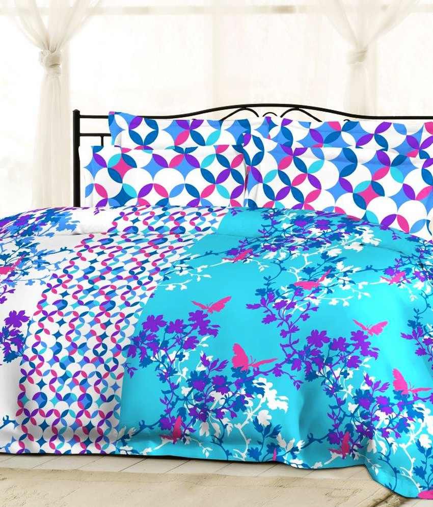 Bombay Dyeing Multi Natural Polycotton Double Bedsheet With 2 Pillow