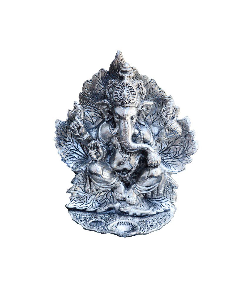     			eCraftIndia White Metal Chaturbhuj Lord Ganpati Statue