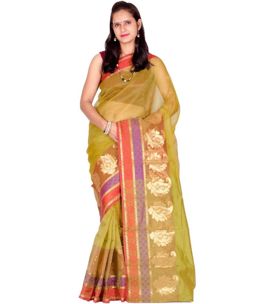 Chandrakala Banarasi Readymade Blouse For Women – Art Silk, Green, Elbow Sleeve, Size Large - View #7