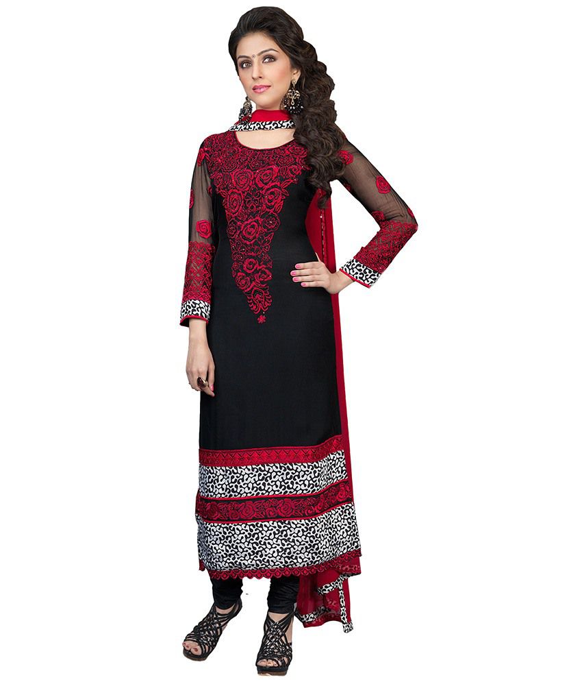 Tamanna Fashions Black Pure Georgette Dress Material - Buy Tamanna ...