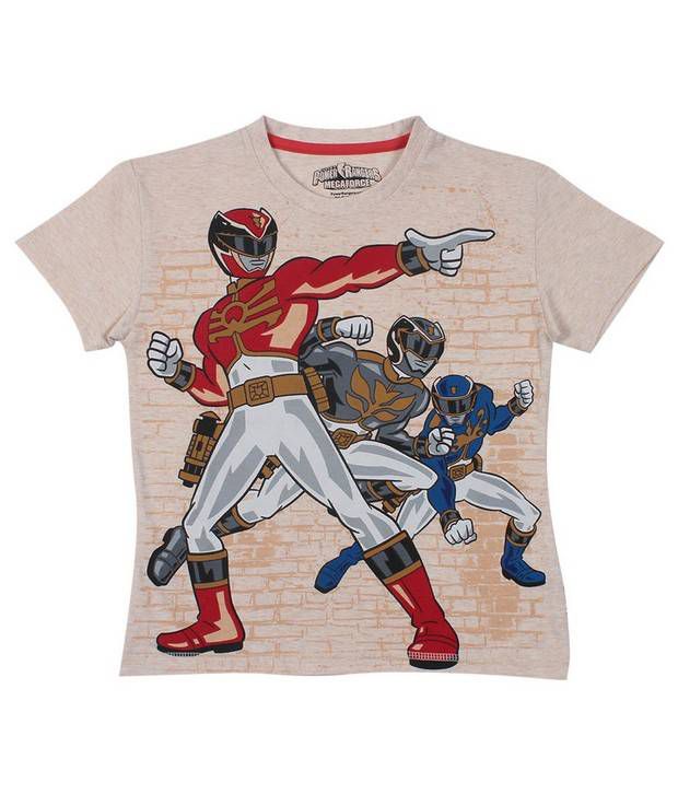 Power Rangers Half Sleeves Cream Color Printed T-Shirt For Kids - Buy ...