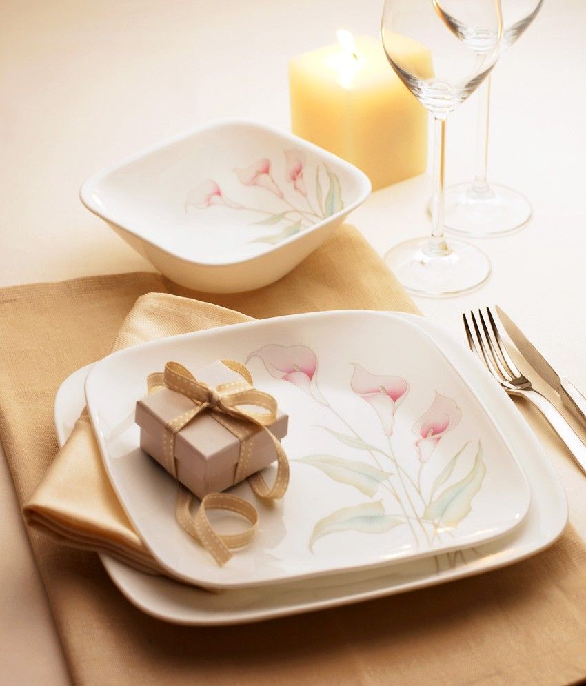 Corelle 21 Pcs Dinner Set-Square Round Lillyville: Buy Online at Best