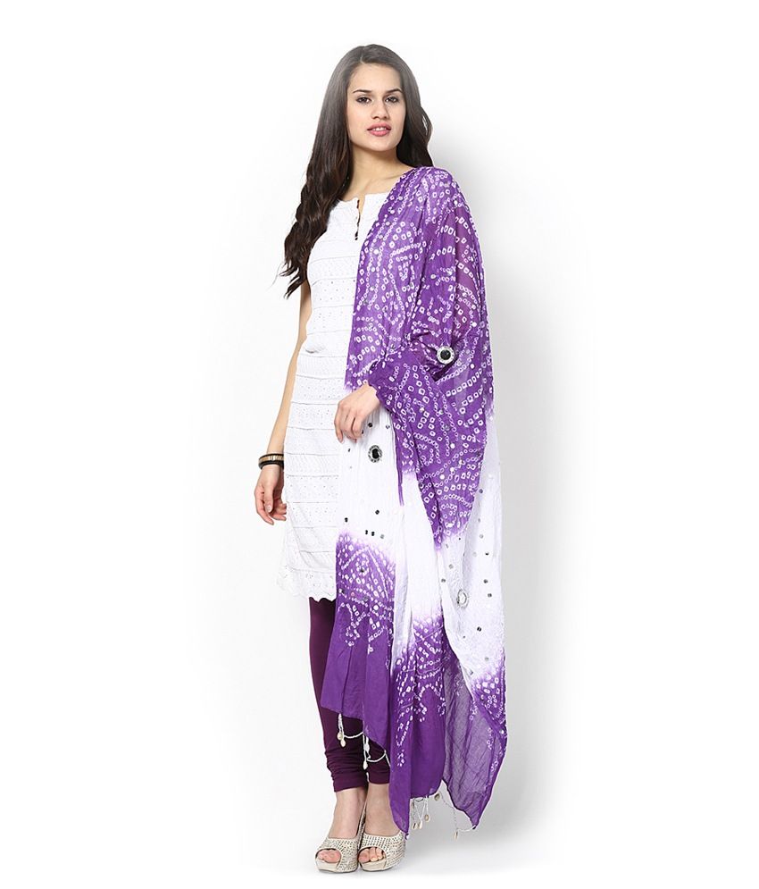 Rajasthani Sarees Purple Cotton Bandhani Dupatta Price in India Buy