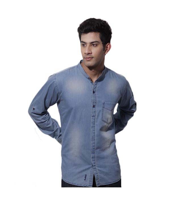 jeans shirt chinese collar