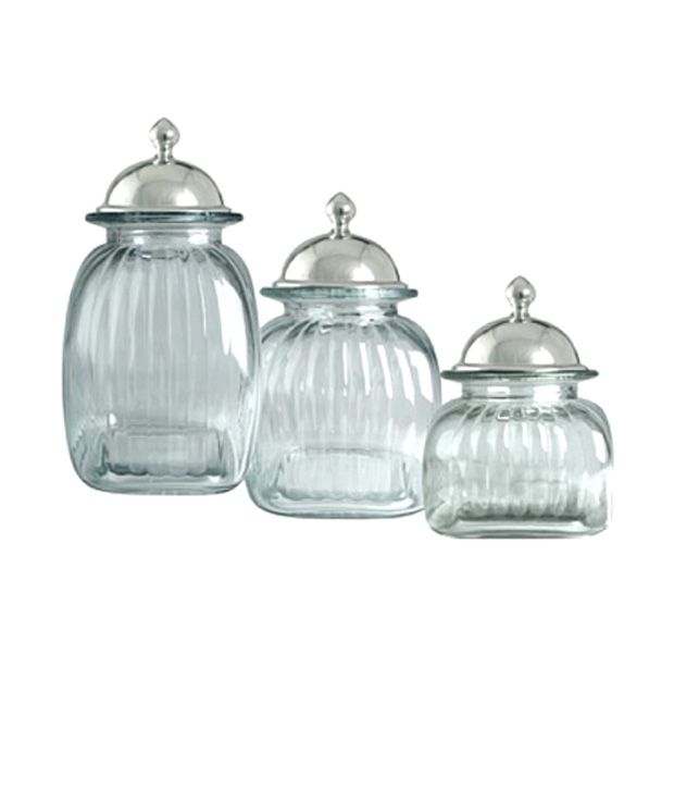 Artland Glass And Steel Canisters 3 Piece Set With Barrington Lid Buy Online At Best Price In