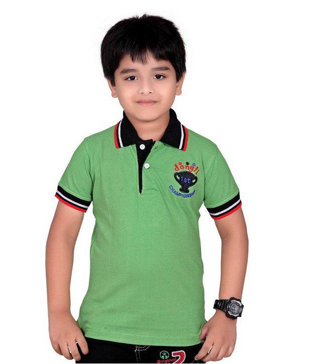 43% OFF on Dongli Cute Trandy Contrast Collar Green Half Sleeves Polo T ...