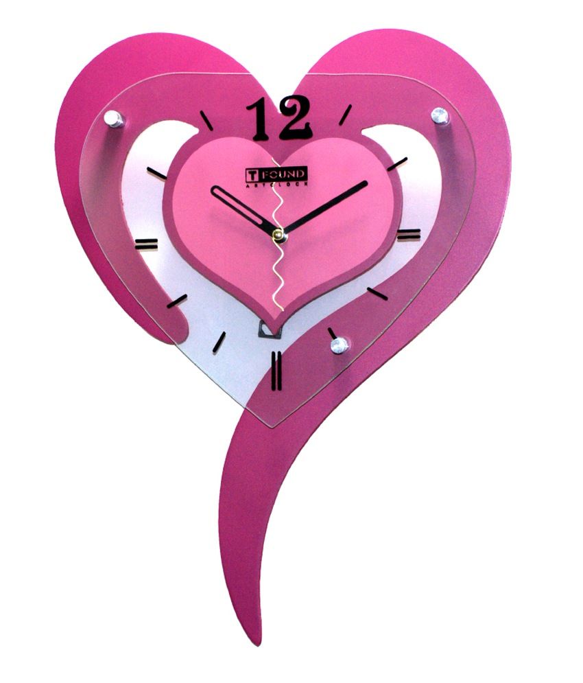 Ez Life Heart Pink Wood Wall Clock Buy Ez Life Heart Pink Wood