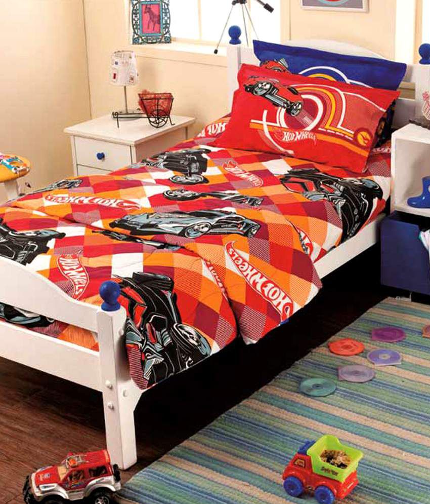 Portico New York Hot Wheels Red Single Kids Bedsheet Set
