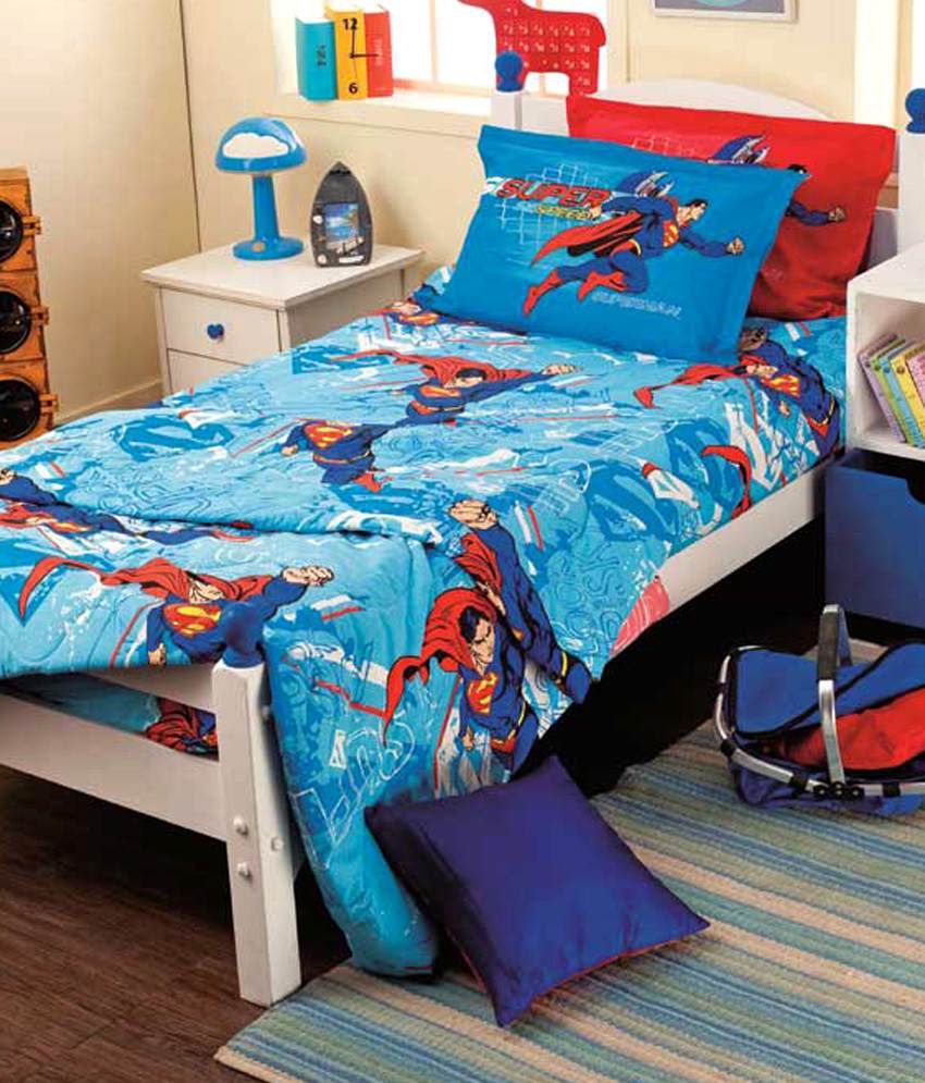 Portico New York Superman Double Kids Bedsheet Set Blue Buy