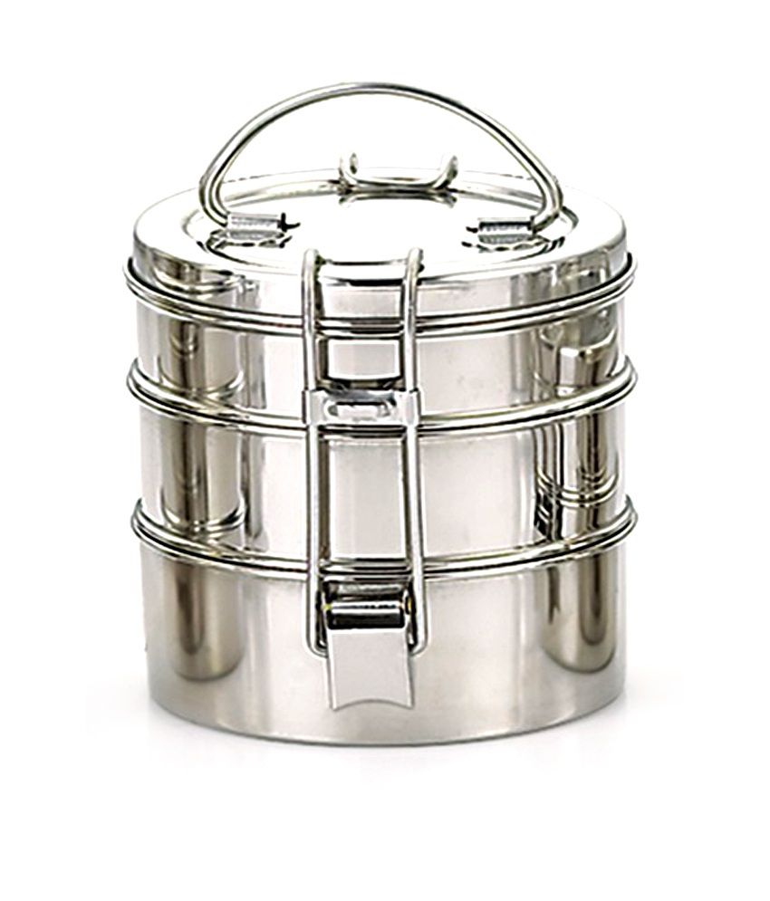    			Neelam Clipper Stainless Steel Tiffin Box Set, 3-Container, Silver-1600 ml