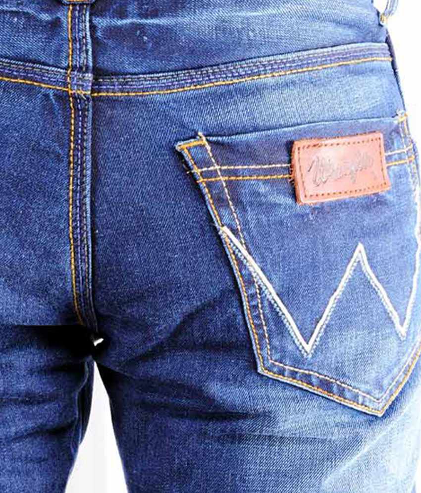Wrangler Dark Blue Denim Jeans For Him - Buy Wrangler Dark Blue Denim ...