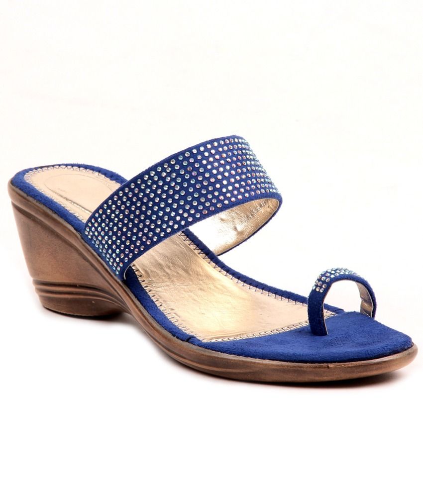 Adorn Blue Wedges Heeled Slip-On Price in India- Buy Adorn Blue Wedges Heeled Slip-On Online at 