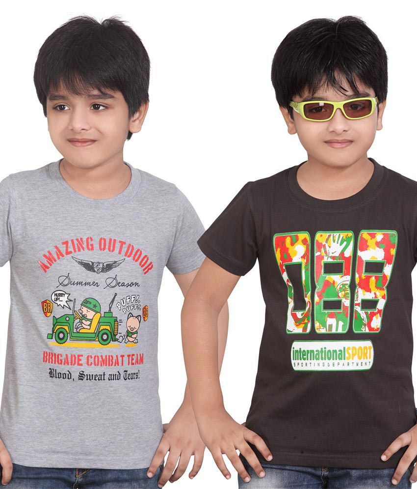 Dongli Casual Boys Printed T-shirt 2 pcs Combo