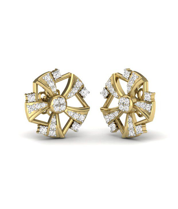 Kuberbox 14k Gold Diamond Fan'em Up Stud Earrings 14k Gold Earrings ...