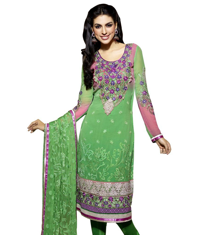 Mina Bazaar Green Faux Unstitched Dress Material Buy Mina