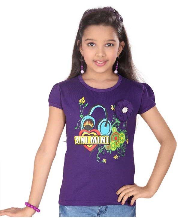     			Sini Mini High Fashion Girls Cotton Top Purple