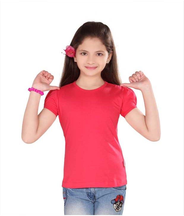     			Sini Mini Smart Trendy Girls Cotton Top - Coral Pink