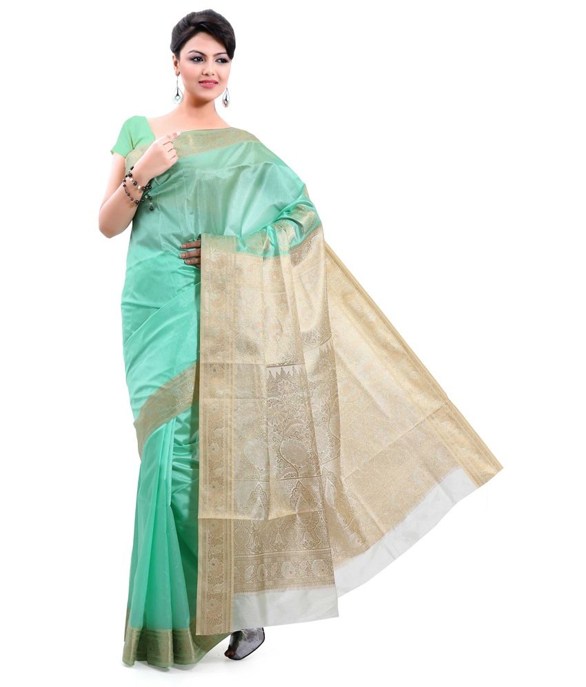 blue simple plain saree