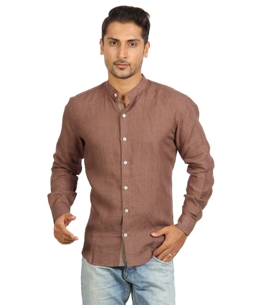 Mayank Modi Brown Shirt - Buy Mayank Modi Brown Shirt Online at Best ...