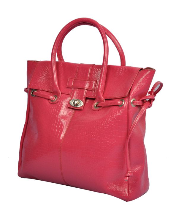 JM Pink Leather Handbag - Buy JM Pink Leather Handbag Online at Best ...