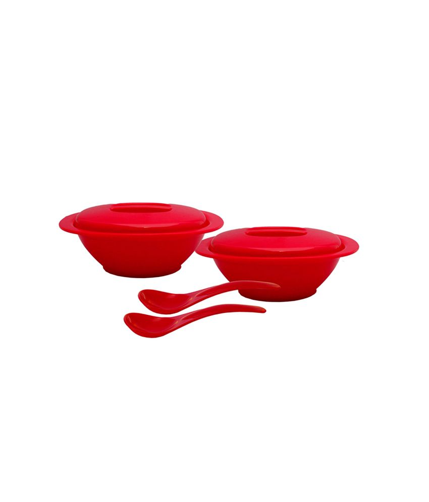     			INCRIZMA Red Polypropylene (PP) Serving Bowl W/Spoons (6 Pcs)