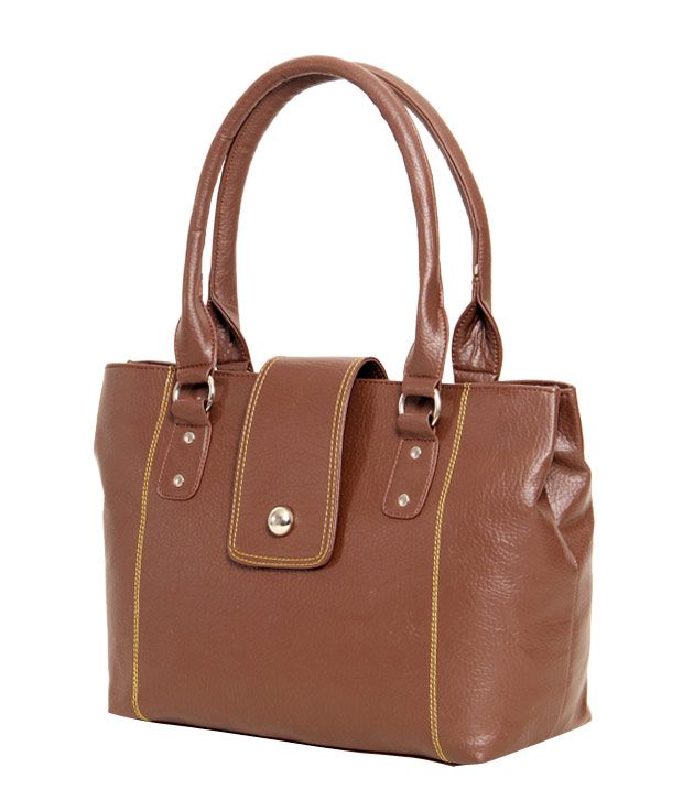 Ivy Brown Contrast Stitch & Rivets Handbag Buy Ivy Brown Contrast