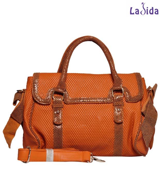 orange snakeskin purse