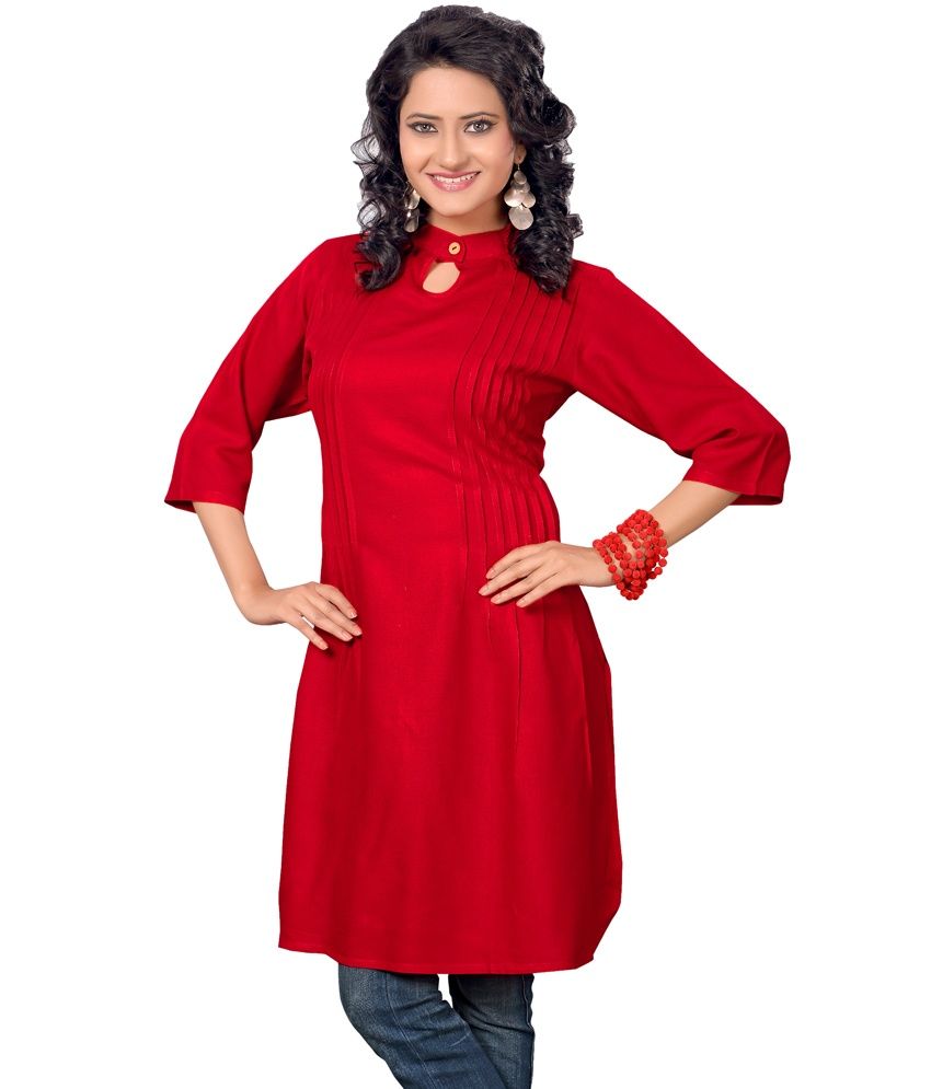Admyrin Beautiful Red Colour Cotton Kurti Buy Admyrin Beautiful Red