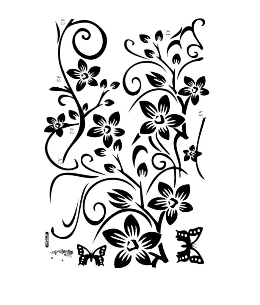 Black Transparent Vinyl Floral Wall Decals Buy