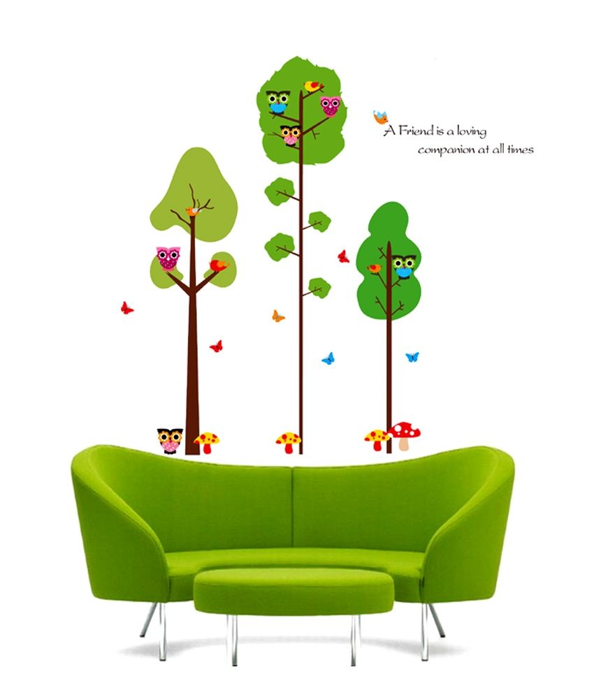 Green & Brown Transparent Vinyl Tree Wall Stickers Buy