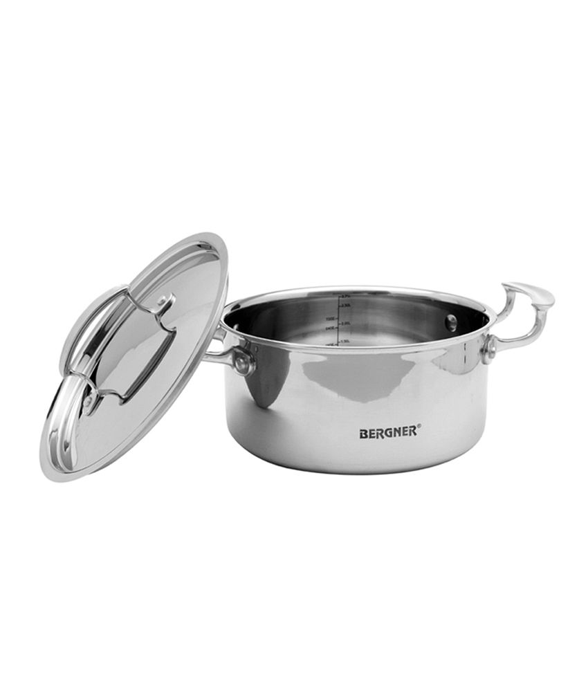 Bergner Tri Ply Stainless Steel 3 Ltrs Cooking Pot With ...