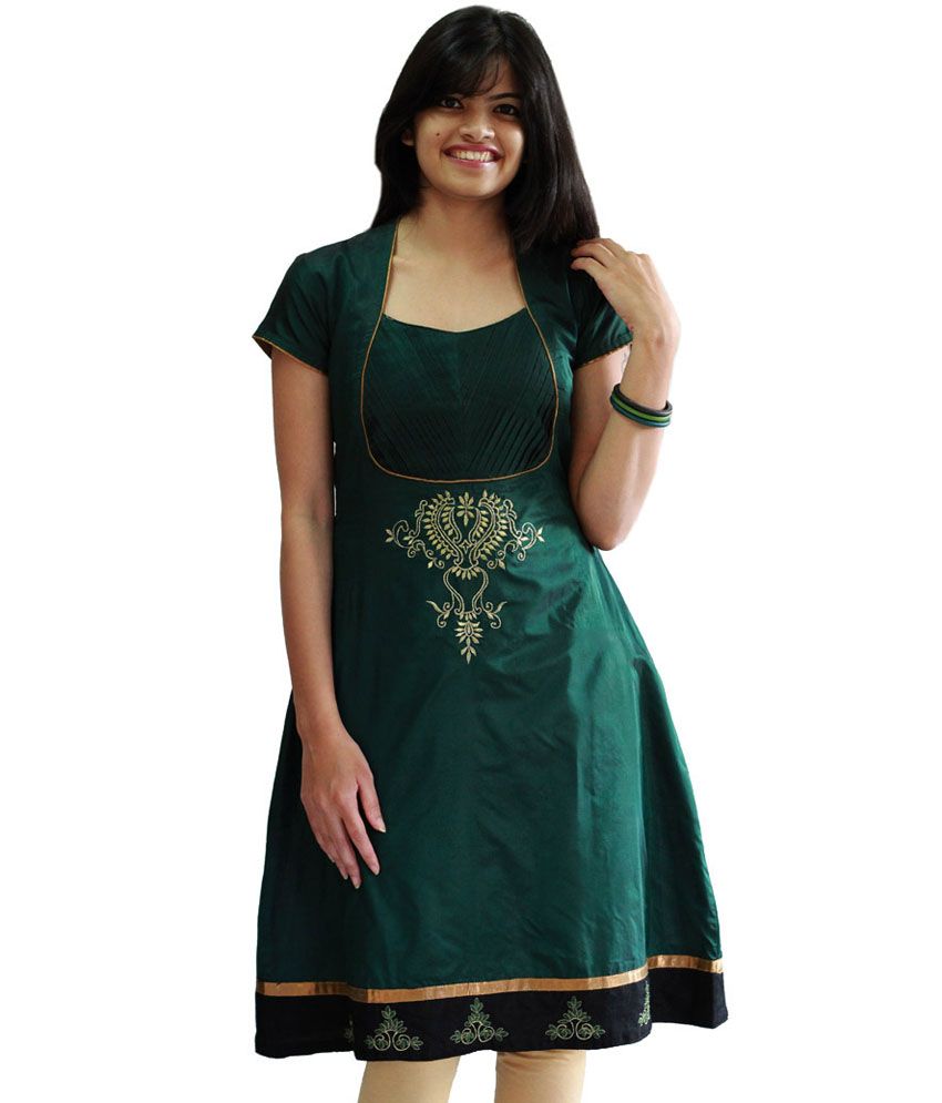 green silk kurti