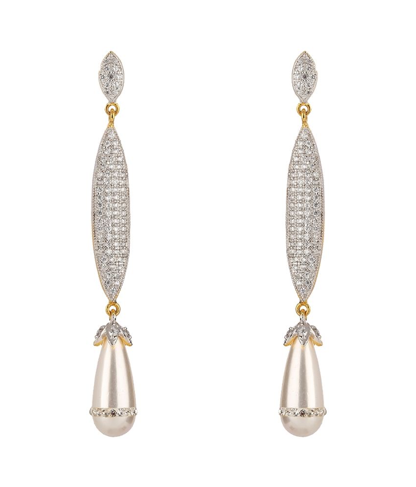 Ceeam's Cz Diamond Studed Pearl Earrings_ecz4020 - Buy Ceeam's Cz ...