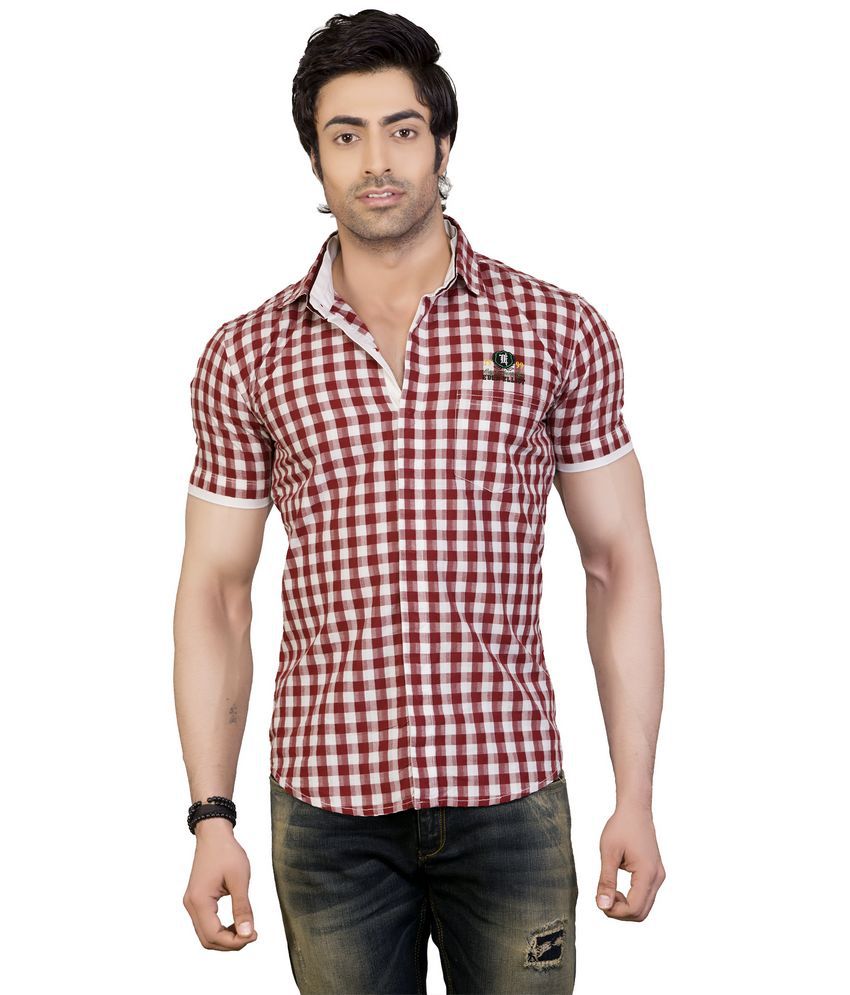 Edenelliot Red Color Checkered Casual Shirt - Buy Edenelliot Red Color ...