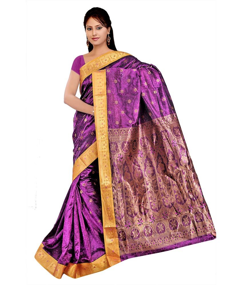 Varkala Silk Sarees Purple Kanchipuram Art Silk Saree With Blouse Piece Buy Varkala Silk